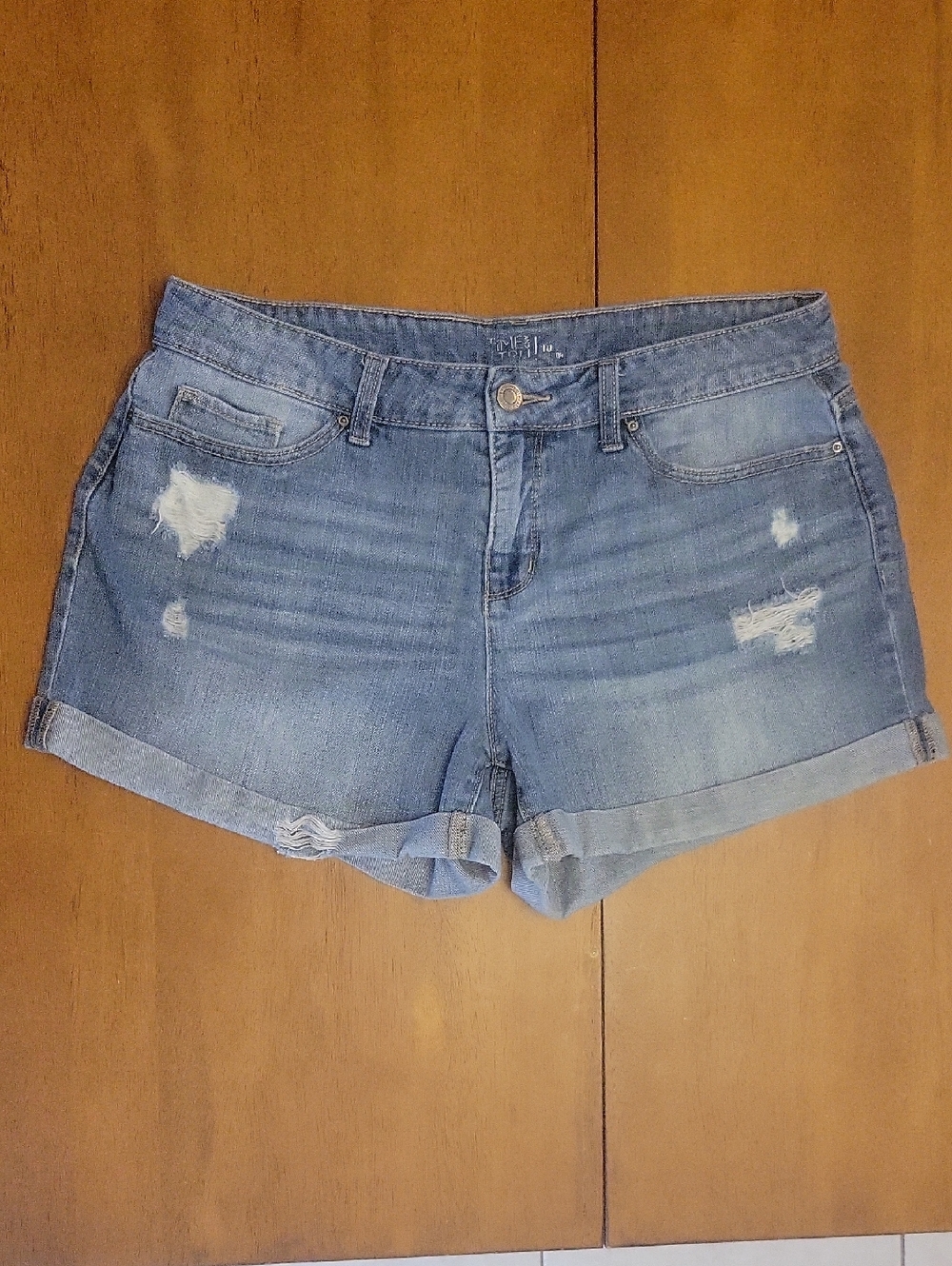 Time and Tru Light Blue Size 10 Distressed Jean Shorts